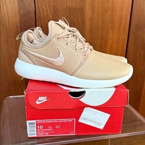 Nike Tan Leather Sneakers with White Soles